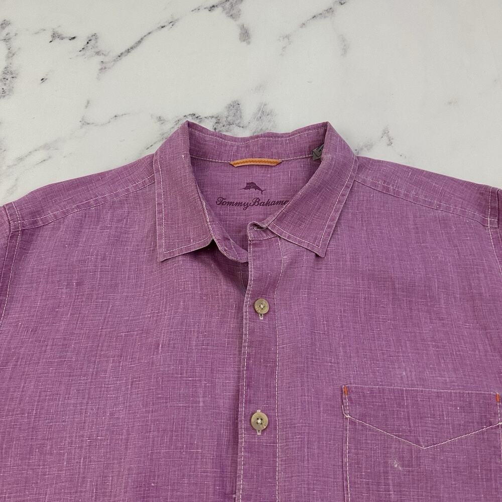 Tommy Bahama Mens Linen Shirt Size XL Purple Long Sleeve Button Front Solid - Picture 2 of 14